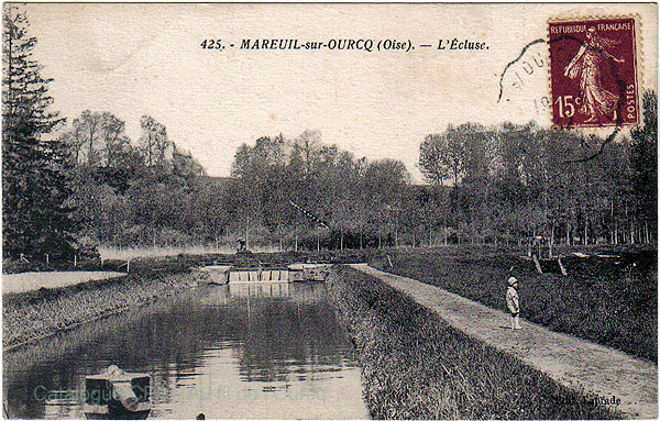 425. - MAREUIL-sur-OURCQ (Oise). — L'Écluse<br>CPA édition Laprade, vers 1935 — <i>collection Bergus</i>