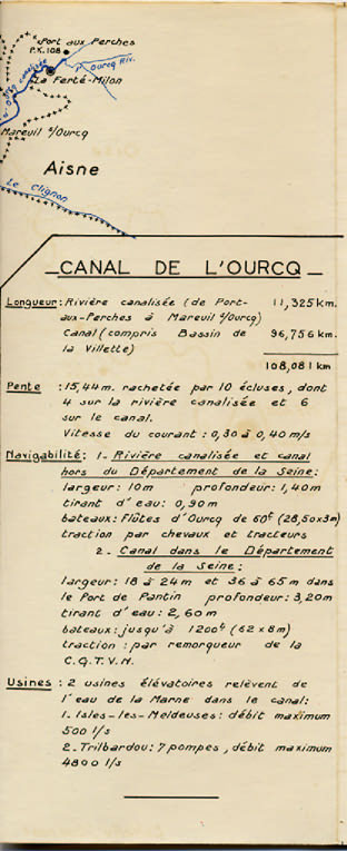 Caractéristiques techniques du canal de l'Ourcq