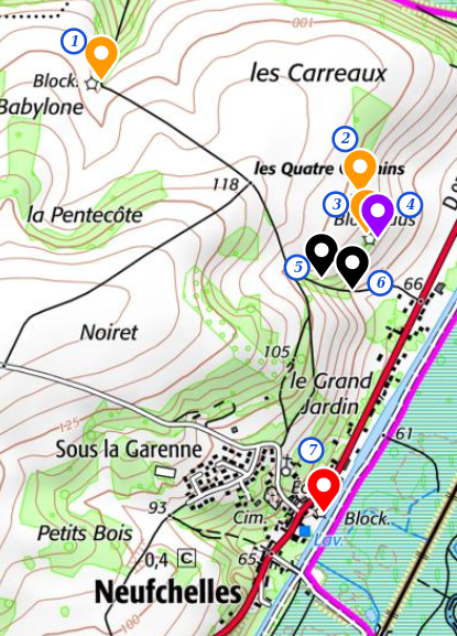 Plan de repérage des ouvrages de la ligne Chauvineau, près de Neufchelles