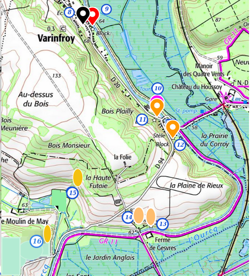 Plan de repérage des ouvrages de la ligne Chauvineau, près de Varinfroy