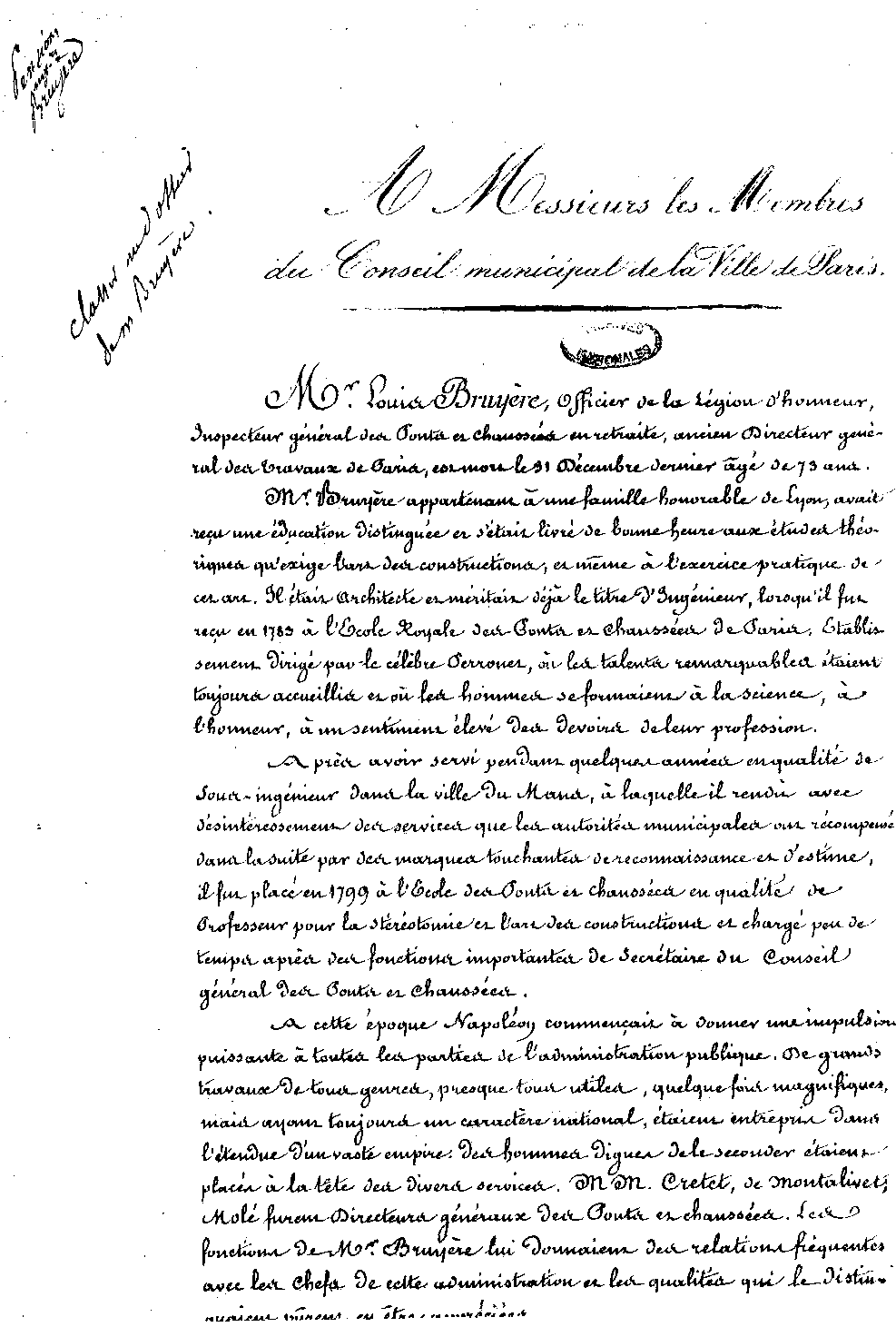 Discours de NAVIER lors des obsèques de Louis BRUYÈRE - page 1/4