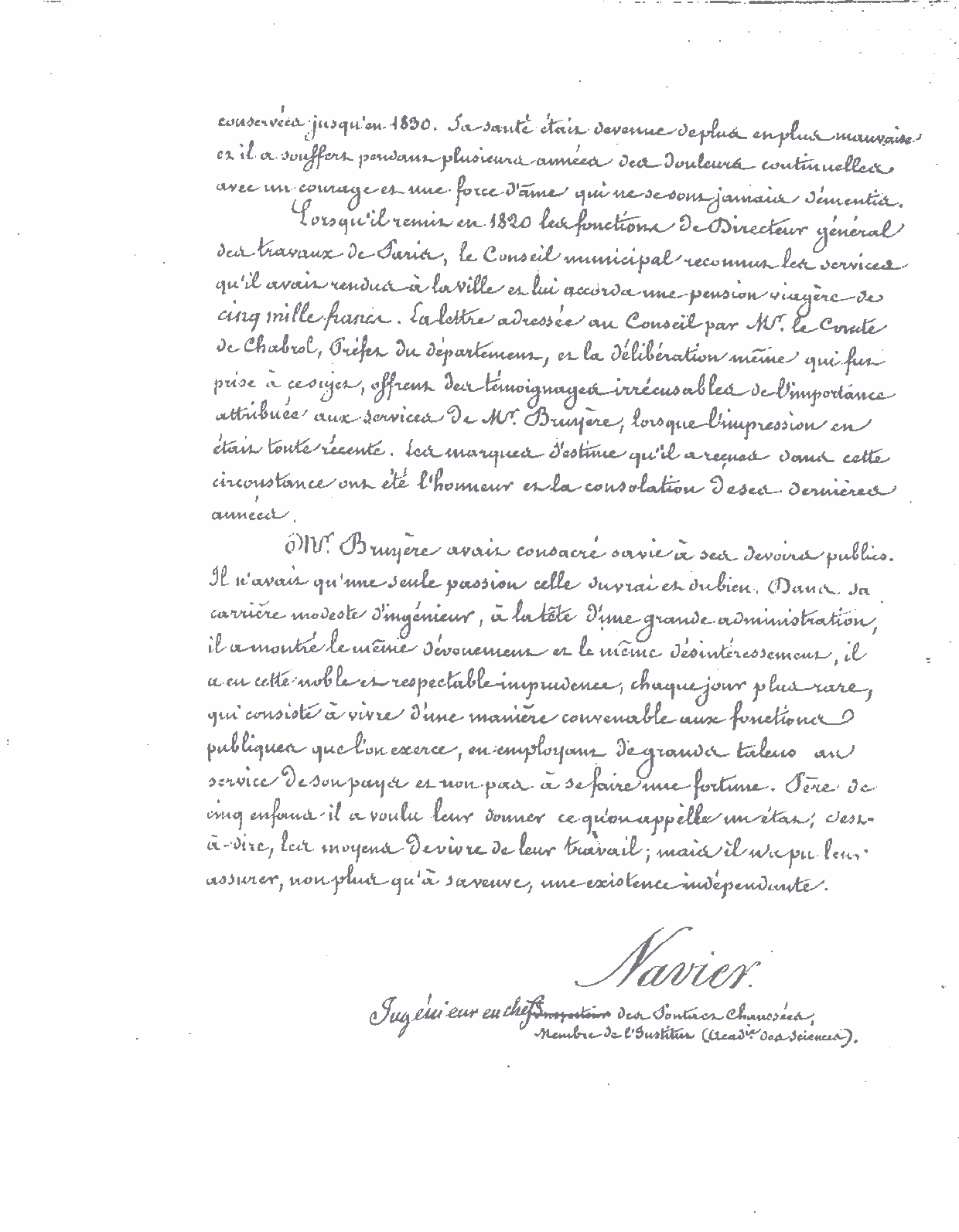 Discours de NAVIER lors des obsèques de Louis BRUYÈRE - page 4/4